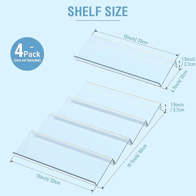 Suneerplay Spice Drawer Organizer 4 Tier, Acrylic Seasoning Organizer Rack - Image 2