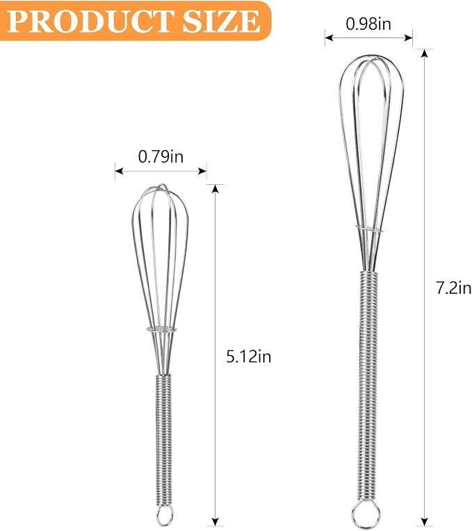 NileHome Mini Whisks Stainless Steel Whisk Set 5" 7" 7"Kitchen Small Wisk - Image 2