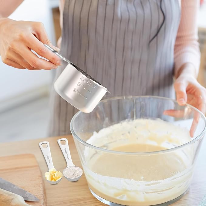 Stainless Steel Measuring Cups and Spoons Set, 6 Stainless Steel Measuring Cups - Image 4