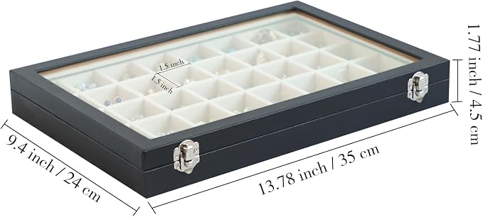 Stratalife Jewelry Organizer 40 Grid Beige Black Jewelry Tray - Image 4