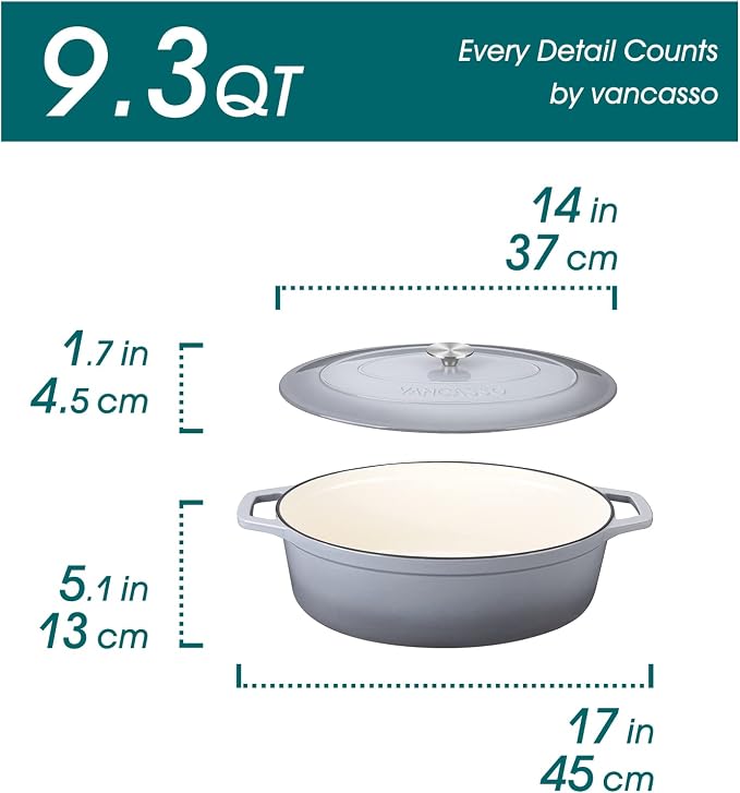 vancasso Enameled Cast Iron Dutch Oven, 9.3 Quart Dutch Oven Pot - Image 2