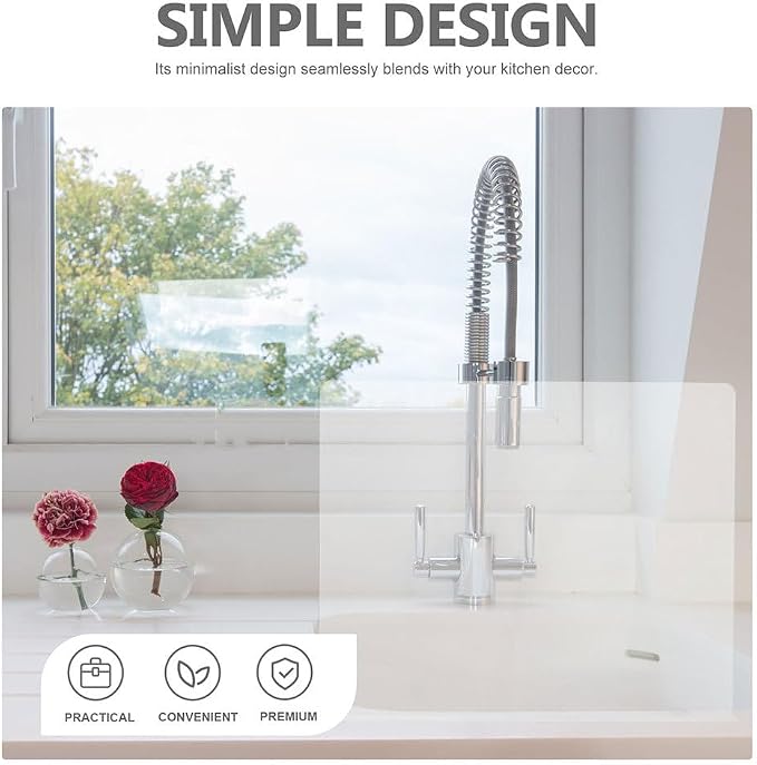 PRETYZOOM Acrylic Kitchen Sink Splash Guard 13.77 X 8.26 Inch Clear Water - Image 3