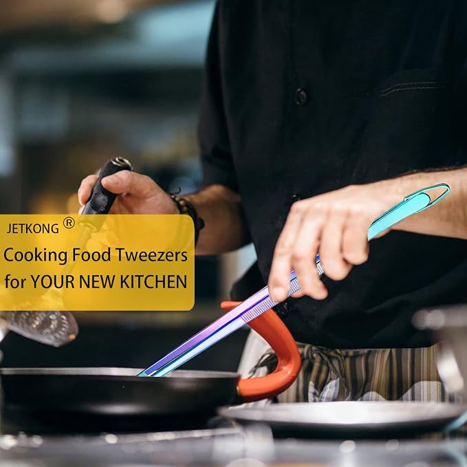 JETKONG 2 Pcs 12-Inch Culinary Tweezers Food Tweezers Kitchen Tweezer Tongs - Image 3