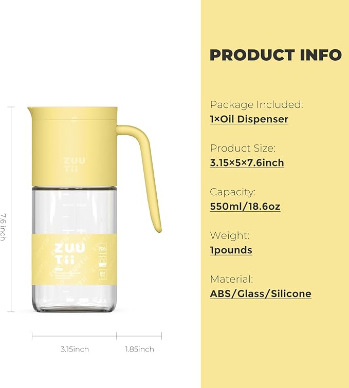 Zuutii Olive Oil Dispenser Bottle 18.6oz – Auto Flip Glass Vinegar Bottle - Image 2
