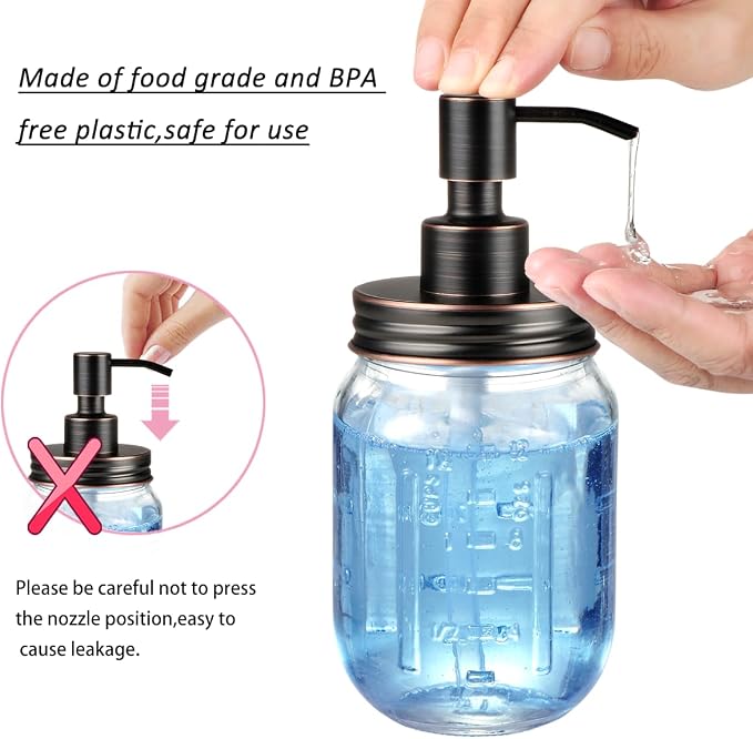 Amolliar Mason Jar Liquid Soap Dispenser Lid, Rust Proof Stainless Steel - Image 5