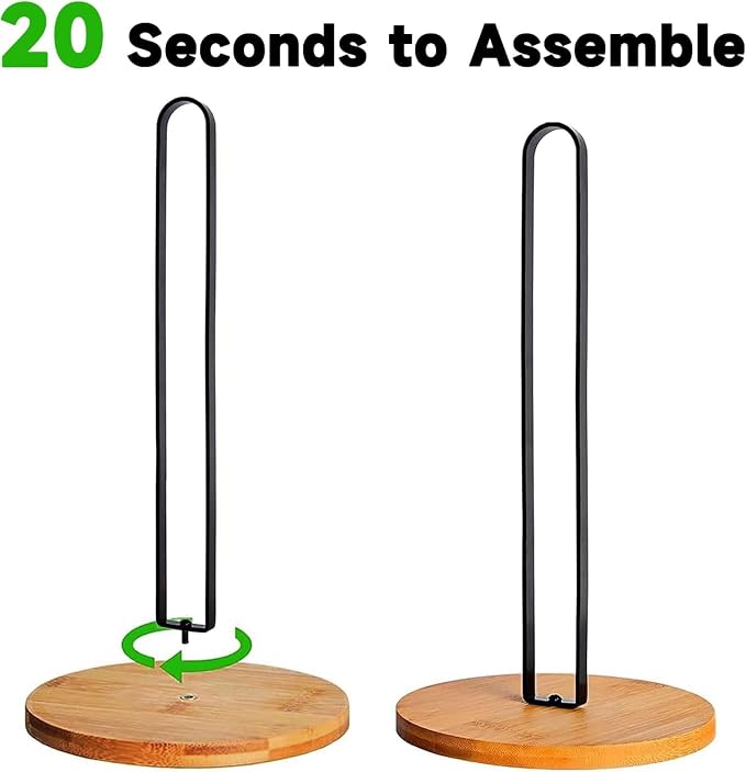 TONLEA Wooden Paper Towel Holder Countertop, Kitchen-Towel-Holder FreeStanding - Image 3