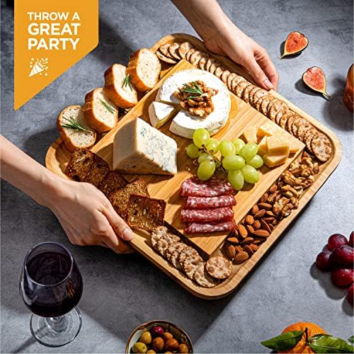 Charcuterie Board Cheese Board Set with Accessories - Bamboo Wooden