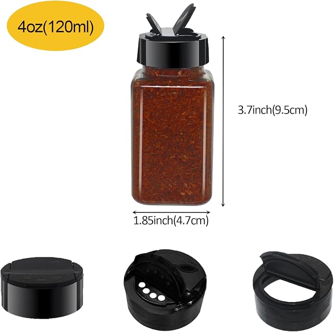 24 Pack 4oz Clear Plastic Spice Jars - Image 2
