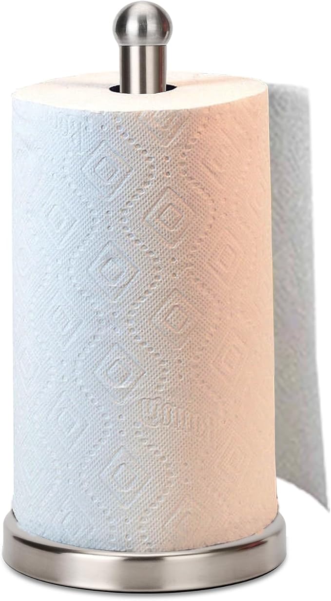 Paper Towel Holder Stand with Sturdy Base Fits Standard and Jumbo Sized Paper by Noonext+