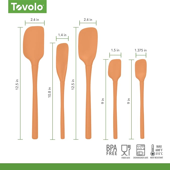 Tovolo Flex Core 5 Piece Silicone Spatula Set Heat Resistant All Silicone - Image 4