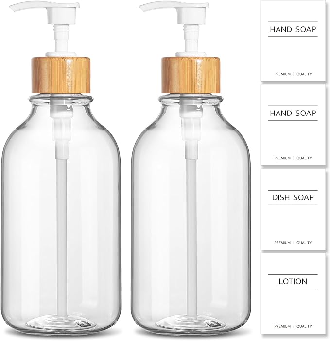 KASUNTING Clear Soap Dispenser, 2 Pack Plastic Dish Soap Dispenser by ALPIRIRAL