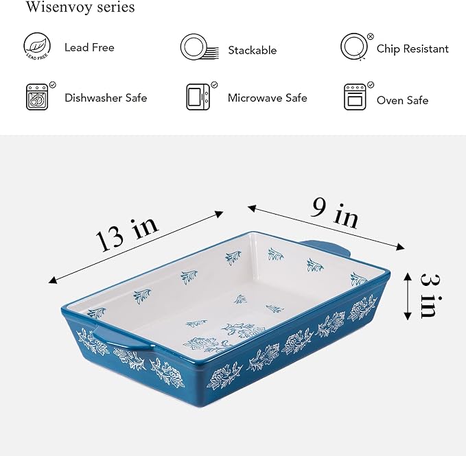 Wisenvoy Casserole Dish Baking Dish Ceramic Lasagna Pan Bakeware Sets Baking - Image 2