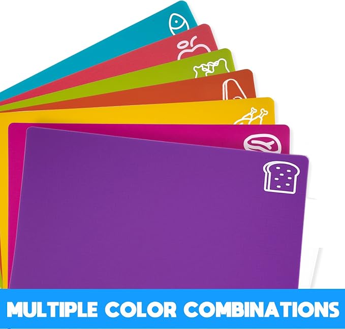 Goodluck 7 Pieces Flexible Cutting Boards, BPA Free Plastic Cutting Boards - Image 3
