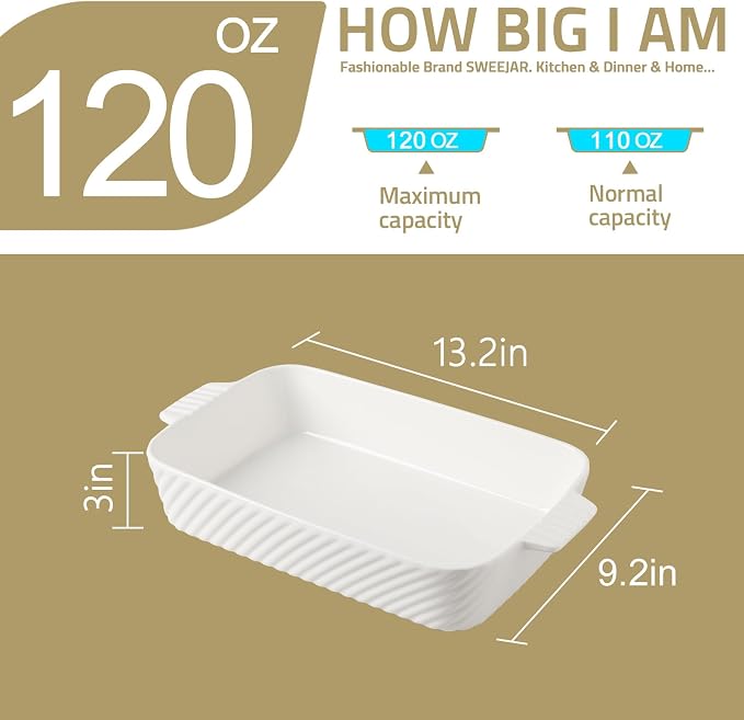 Sweejar Ceramic 13 x 9 Baking Pan, Cake Baking Dish - Image 3