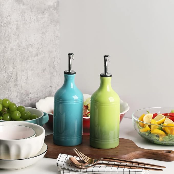 Sweejar Ceramic Olive Oil Dispenser Bottle, Opaque Oil Cruet Protects to Reduce - Image 5