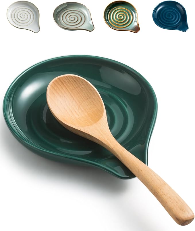LAUCHUH Spoon Rest for Stove Top, 5 inch Ceramic Cooking Spoon Holder for by LAUCHUH