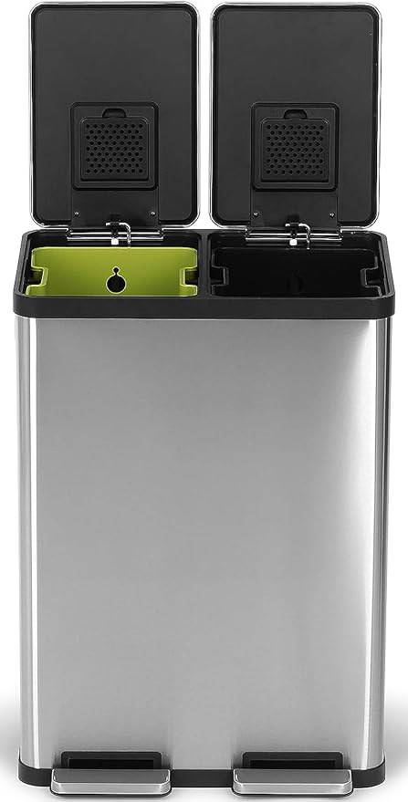 Simpli-Magic 60 Liter / 16 Gallon Rectangular Hands-Free Dual Compartment by Simpli-Magic
