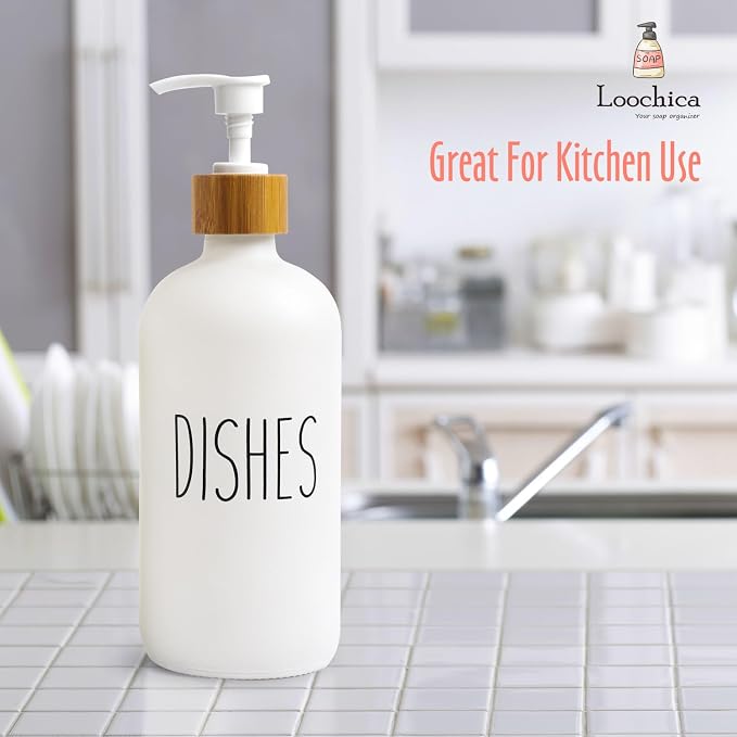 LOOCHICA Dish White Glass Soap Dispenser - Image 4
