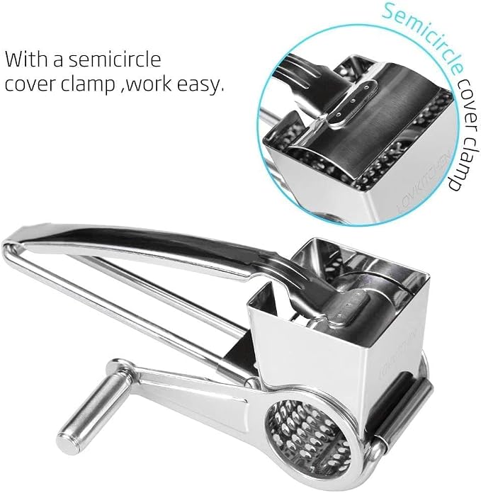 Stainless Steel Single Drum Rotary Cheese Grater, Mozzerella, Vegetables and - Image 5