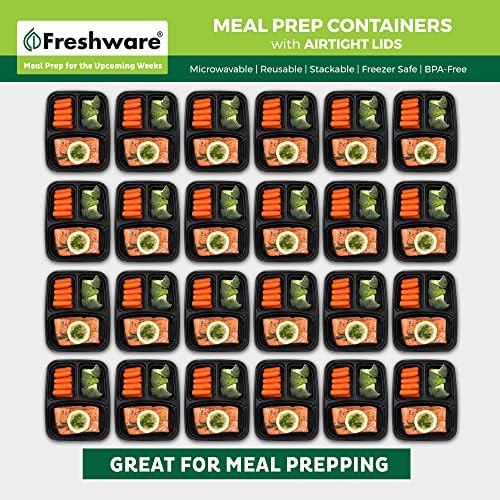 Freshware Meal Prep Containers with Lids [15 Pack] 3 Compartment, Food
