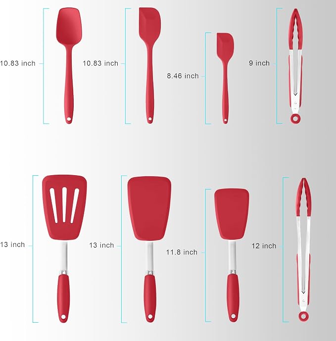 Silicone Spatulas Set Turners Tongs Cooking Utensils Set High Heat Resistant - Image 2
