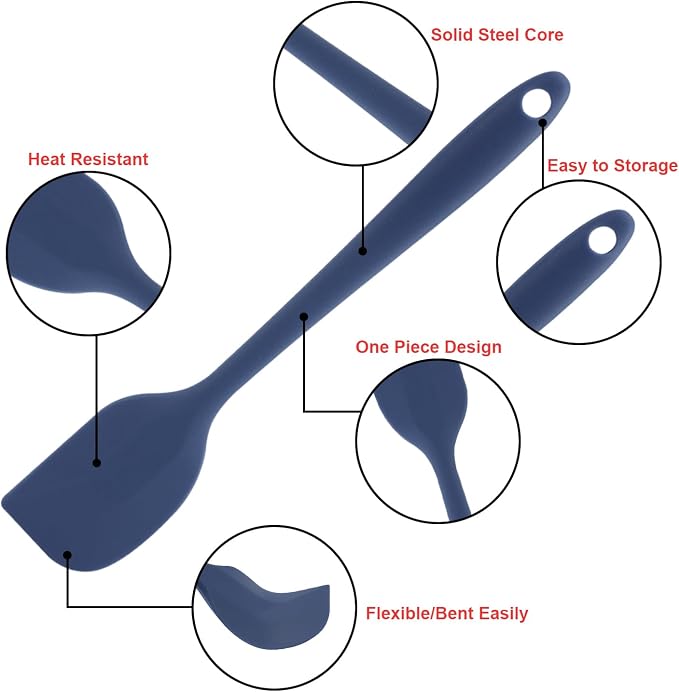 Silicone Spatulas Set, Rubber Spoon Spatula Heat Resistant Spoonula One Piece - Image 5