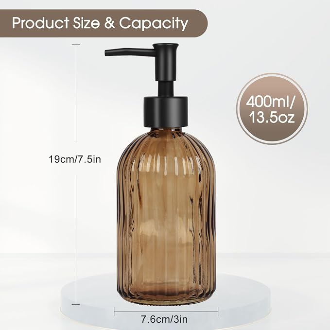 13.5oz Stripe Glass Soap Dispenser - Image 4