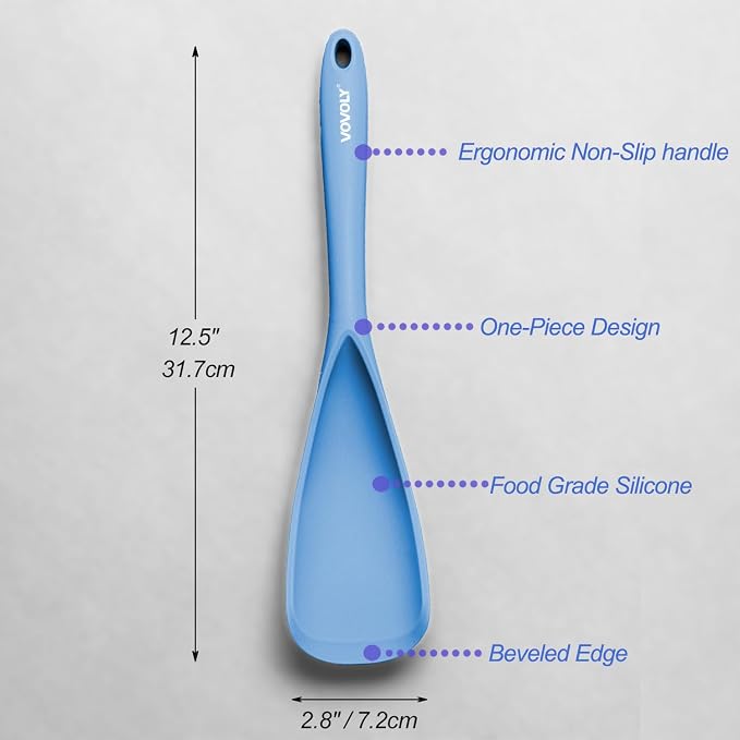 Cooking Spoon for Nonstick Cookwares, VOVOLY Silicone Spoon for Mixing - Image 2