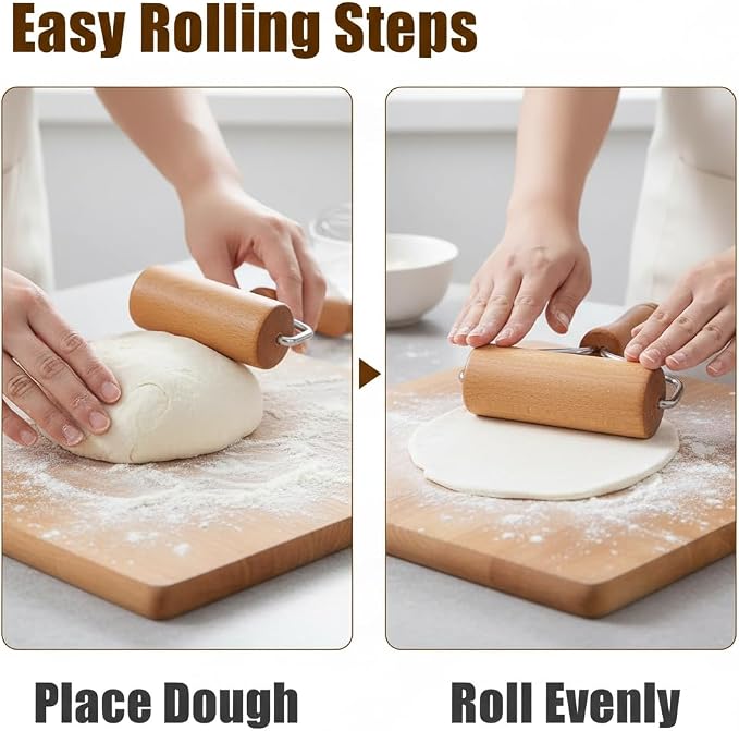 Small Rolling Pin, Pizza Dough Roller, Non Stick Wood Pastry Roller, Kitchen - Image 3