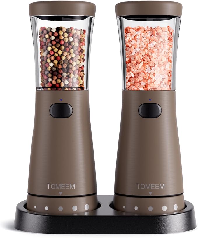 Electric Salt and Pepper Grinder Set by Tomeem