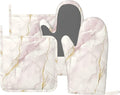 Oven Mitts and Pot Holders Light Pink White Marble Silicone Kitchen Accessories by DADABULIU