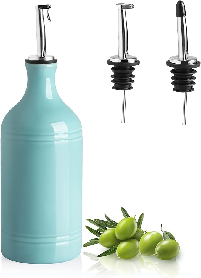 Sweejar Ceramic Olive Oil Dispenser Bottle, Opaque Oil Cruet Protects to Reduce by Sweejarco1949