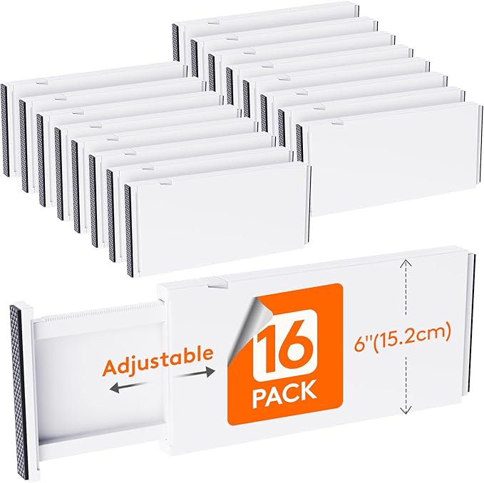 Lifewit 16 Pack 6" High Drawer Dividers 34-56cm/13.5-22" Adjustable Drawer by Lifewit