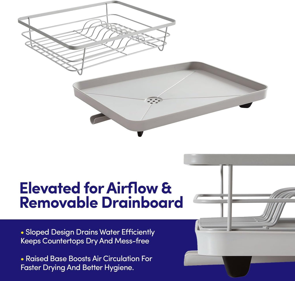 Dish Drying Rack 3 Piece Dish Drainer with Drainboard Set for Kitchen
