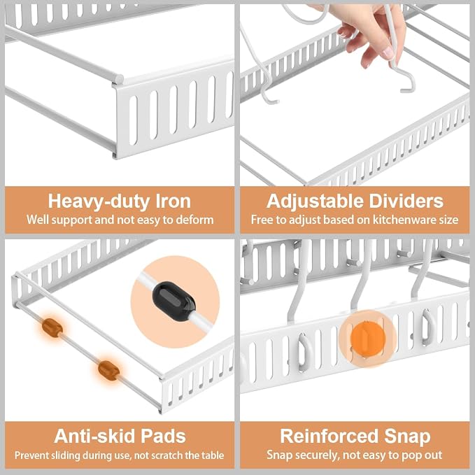 Housolution 2 Pack Pot and Pan Organizer, Pan Lid Holder Storage Rack - Image 3
