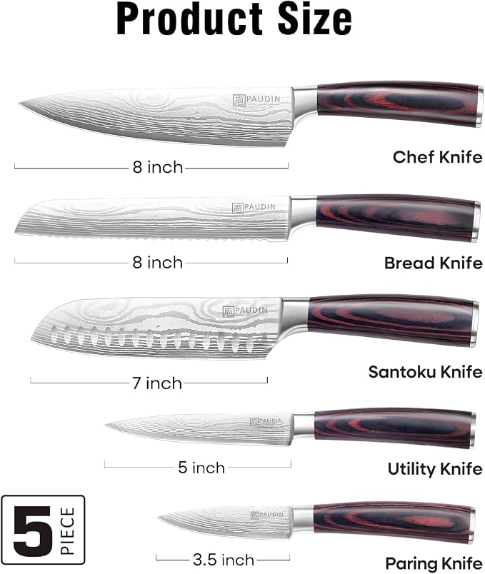 PAUDIN Knife Set, Stainless Steel Chef Knife Set - Image 2