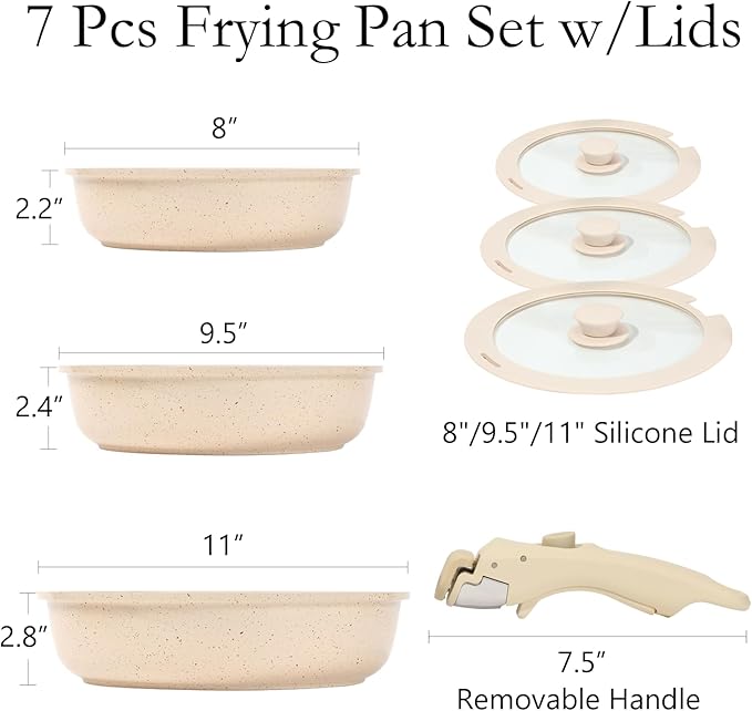 ESLITE LIFE Nonstick Ceramic Frying Pans Skillets Set - Image 2