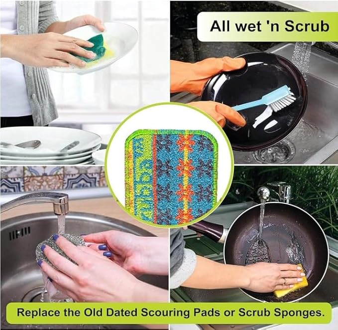 Wet-it! Skrubba 12-Pack Reusable Dish Scrubbers – Non-Scratch Scouring Pads - Image 3