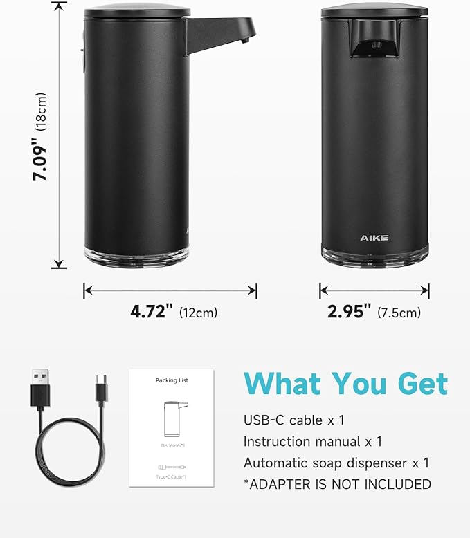 AIKE SensePro Automatic Soap Dispenser Type-C Rechargable, Stainless Matte - Image 5