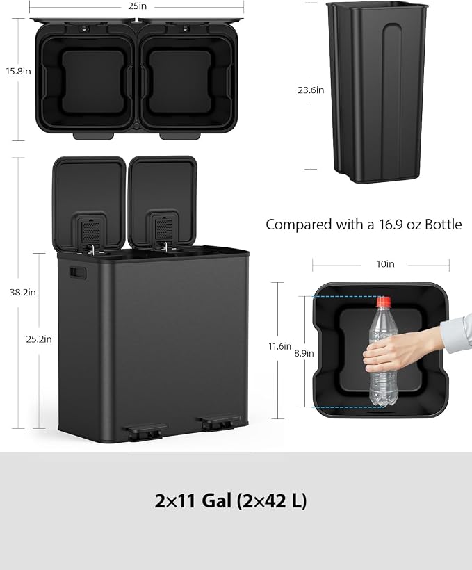Lovewind Dual Trash and Recycling Bins - Image 6