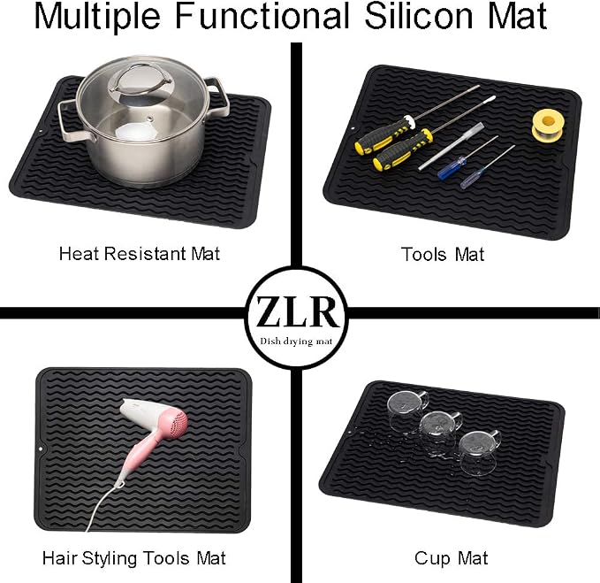 ZLR 2 Pcs Silicone Dish Drying Mat & Heat Resistant Trivet - Image 5