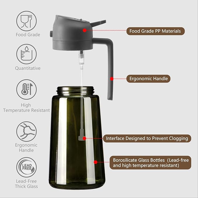 SWEET VIEW Olive Oil Dispenser and Oil Sprayer – 16oz/470ml Glass Light-Proof - Image 5