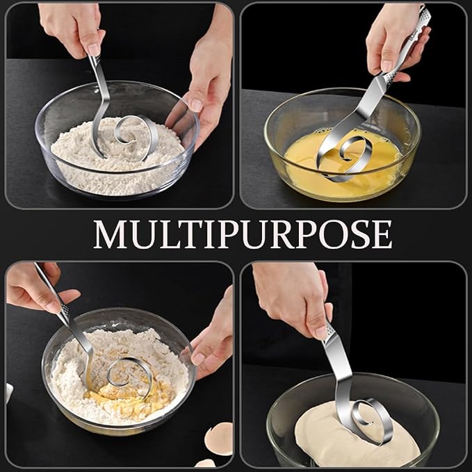 Seamless Danish Dough Whisk -10" Stainless Steel Dutch Bread Dough Whisk Tool - Image 6