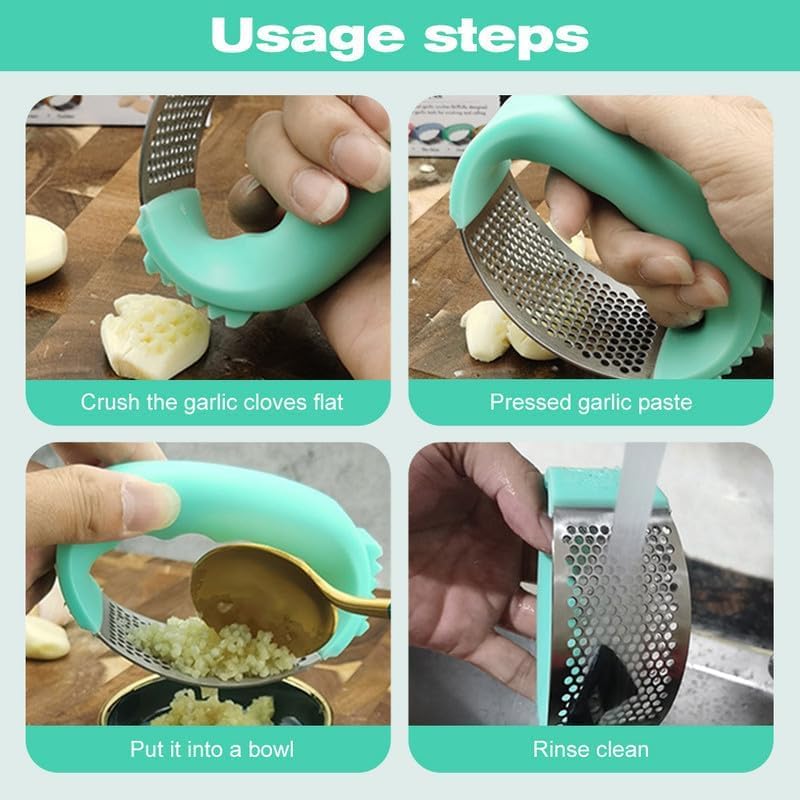 Garlic Press Rocker with Peeler, Stainless Steel