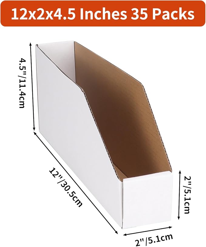 ZBEIVAN Cardboard Storage Bins Boxes 35 Packs 12x2x4.5 Inches, Easy Assembly - Image 2