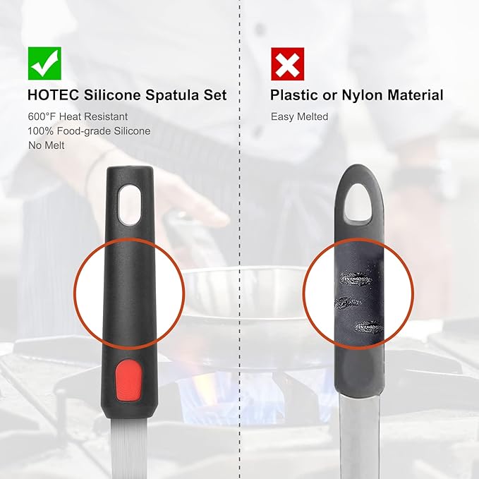 Hotec Silicone Spatula Turner for Nonstick Cookware, Cooking Spatulas 600°F - Image 4