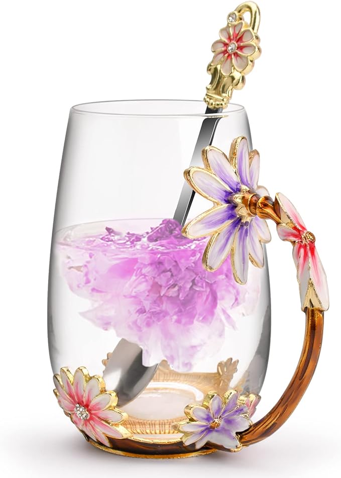 OEAGO Purple Gifts for Women Mom Mothers Day Glass Coffee Enamels Mug Best by OEAGO