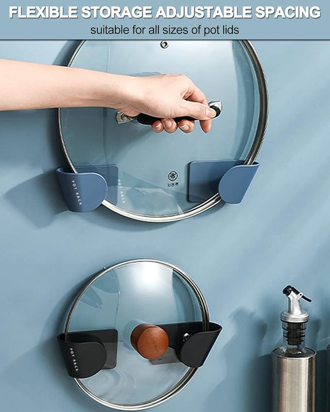 Tendiren Pot Lid Organizer, 6 Pairs of Adjustable Wall Mount Pot Lid Holder - Image 5