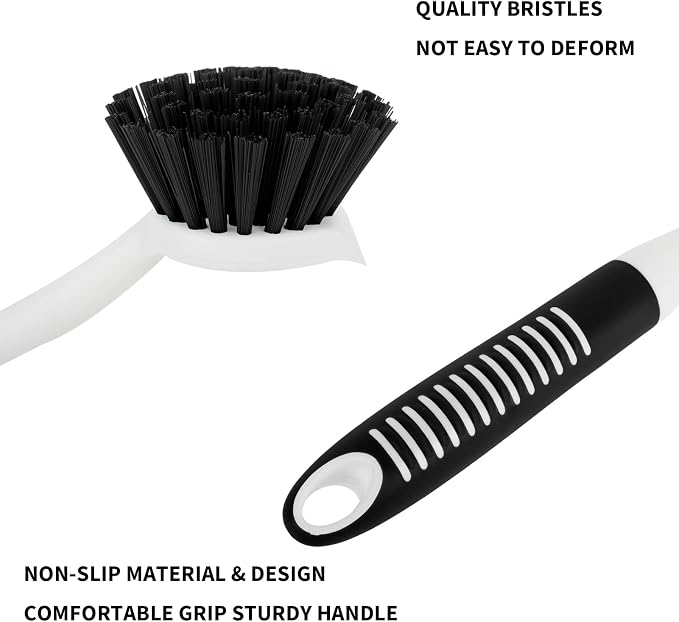 Dish Brush with Handle, 2 Pack Scrub Brushes with Built-in Scraper - Image 5