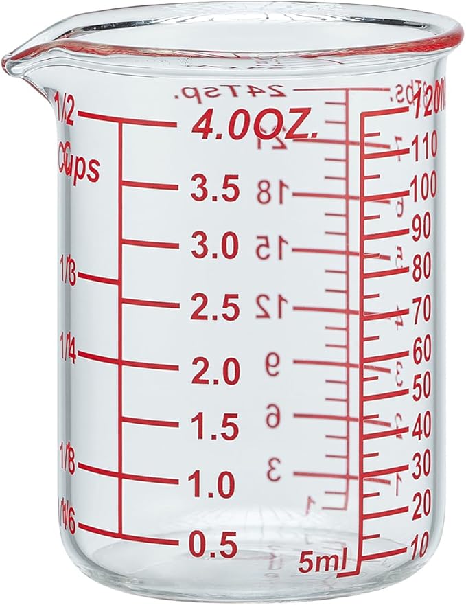 120 ML/4OZ High Borosilicate Glass Measuring Cup-V-Shaped Spout, Glass by AckersBORO33